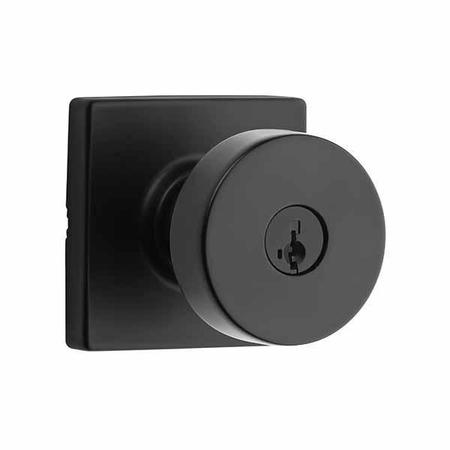 KWIKSET Kwikset: SC1  Pismo Entry Door Knob with Square Rose / Iron Black  / with SmartKey Technology KWS-740PSK-SQT-SMC-514